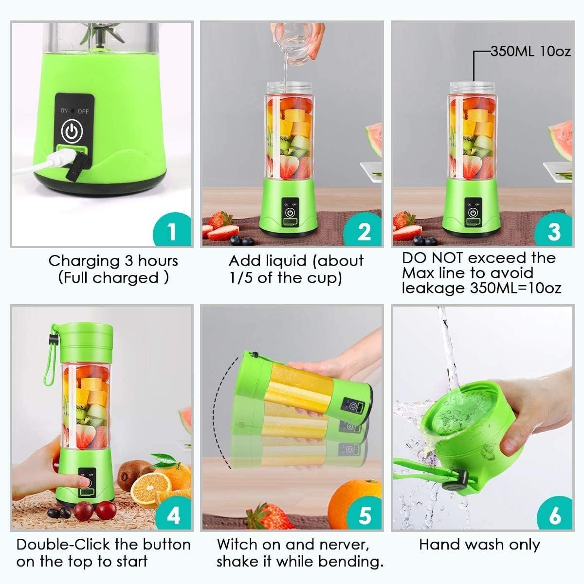 Mini Licuadora Portátil Recargable USB - Batidos y Smoothies en Cualquier Lugar