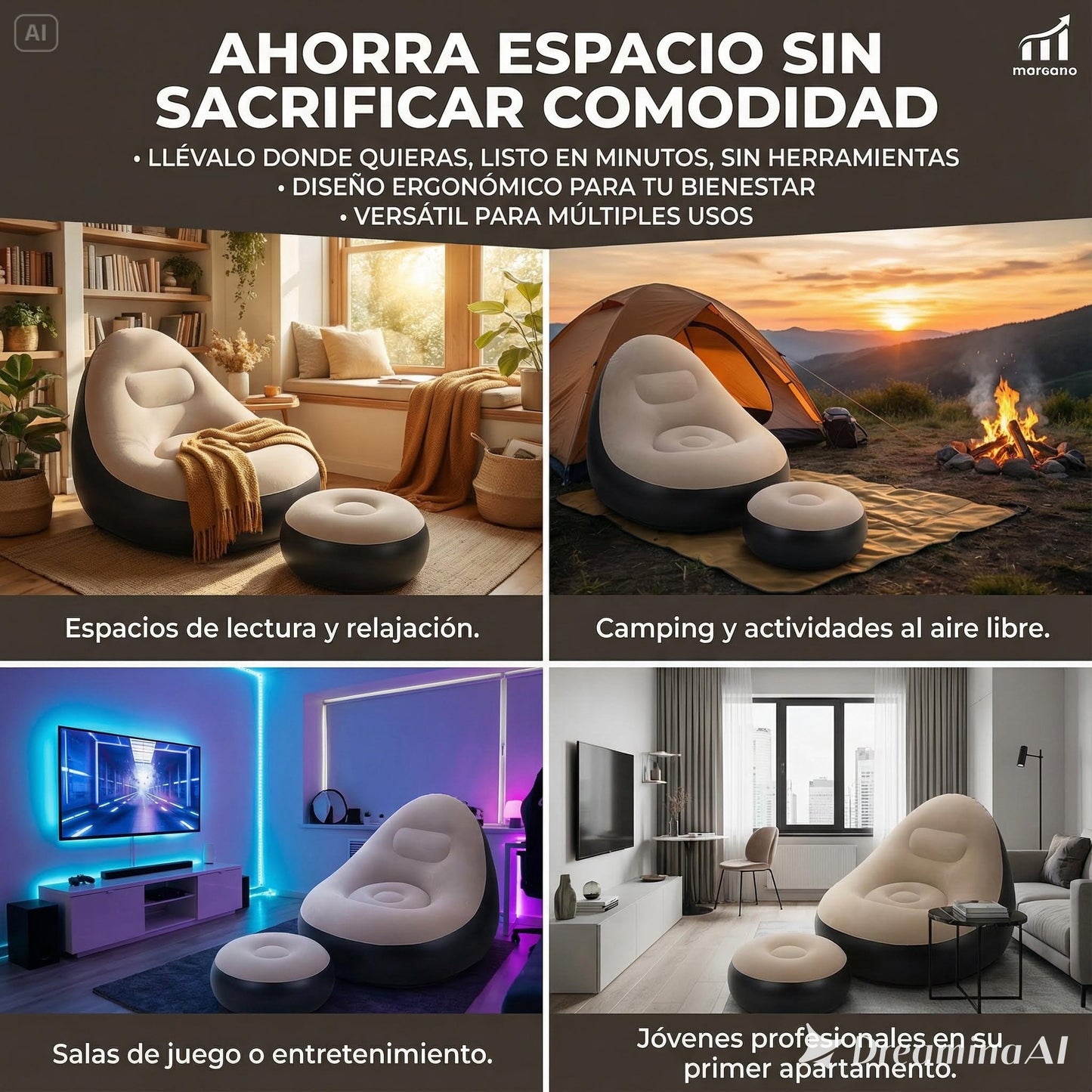 Confort portátil para tu espacio ideal