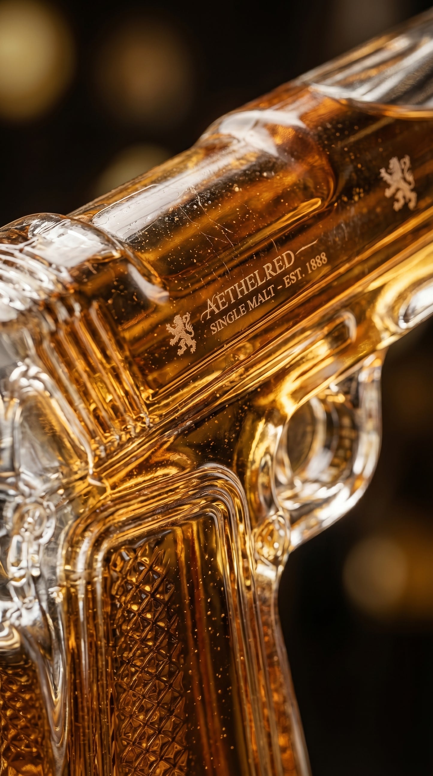 Decantador de Pistola Cristal Premium Set 2 Vasos